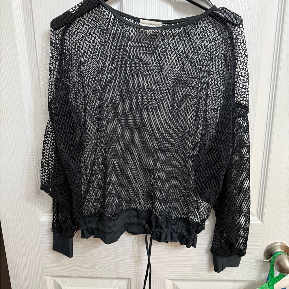 Tribe Kelley Mesh Net Crop Top Black Festival Goth Streetwear Boho OS